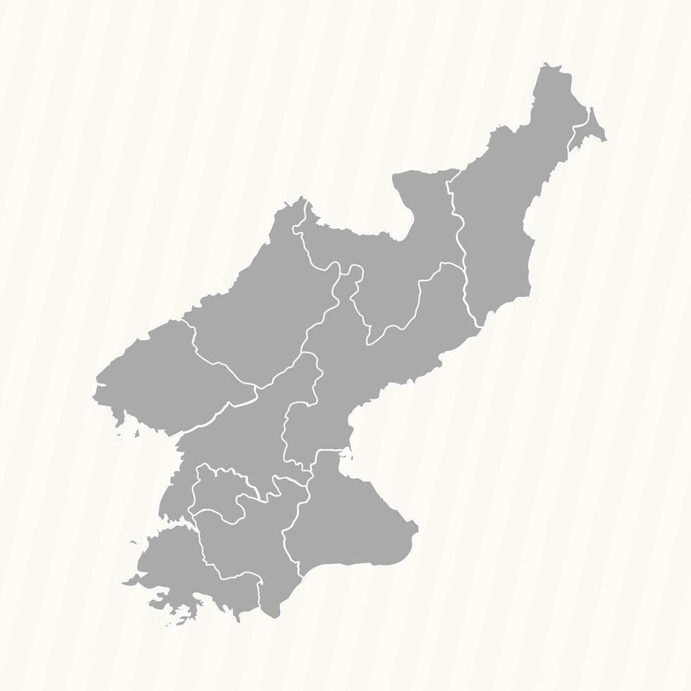 Detailed Map of North Korea With States and Cities vector