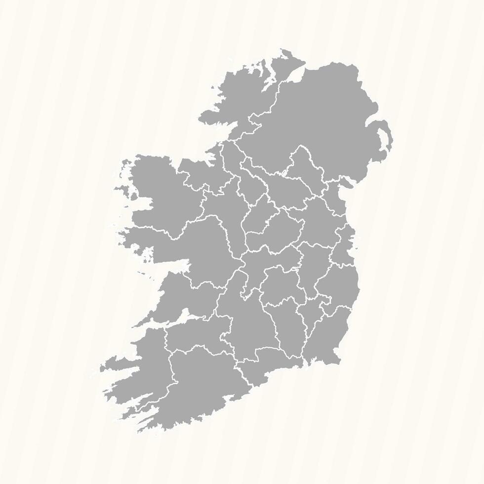 Detailed Map of Ireland With States and Cities vector