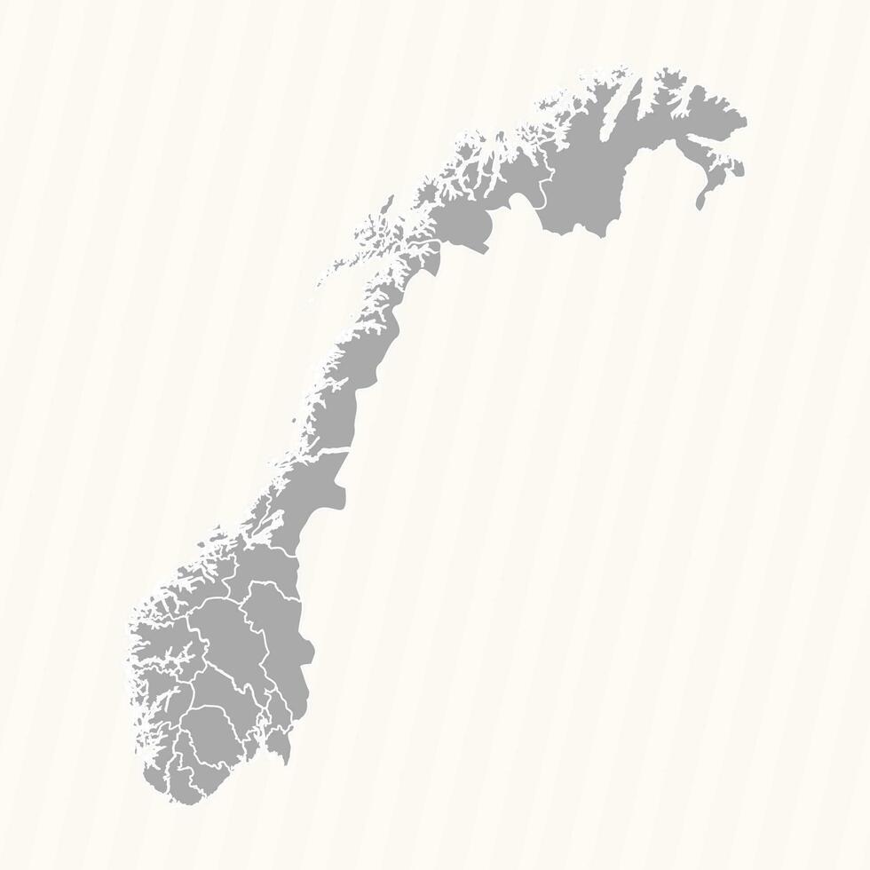 Detailed Map of Norway With States and Cities vector