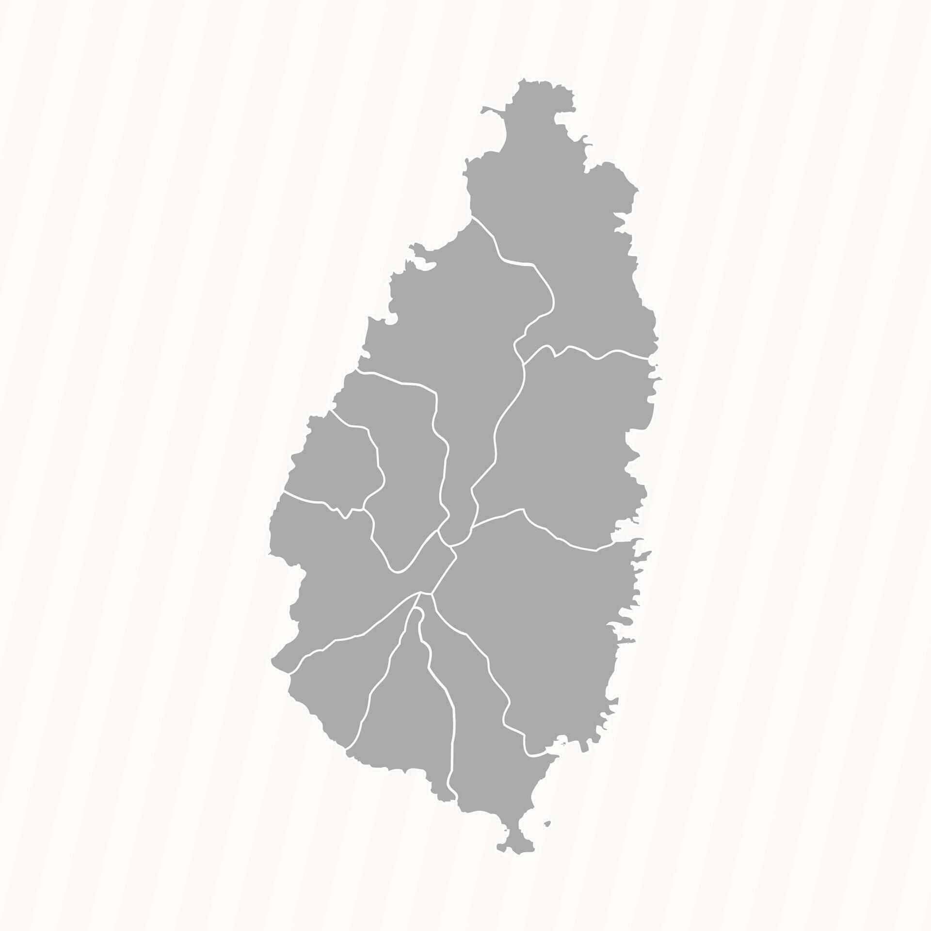 Detailed Map of Saint Lucia With States and Cities 25840842 Vector Art