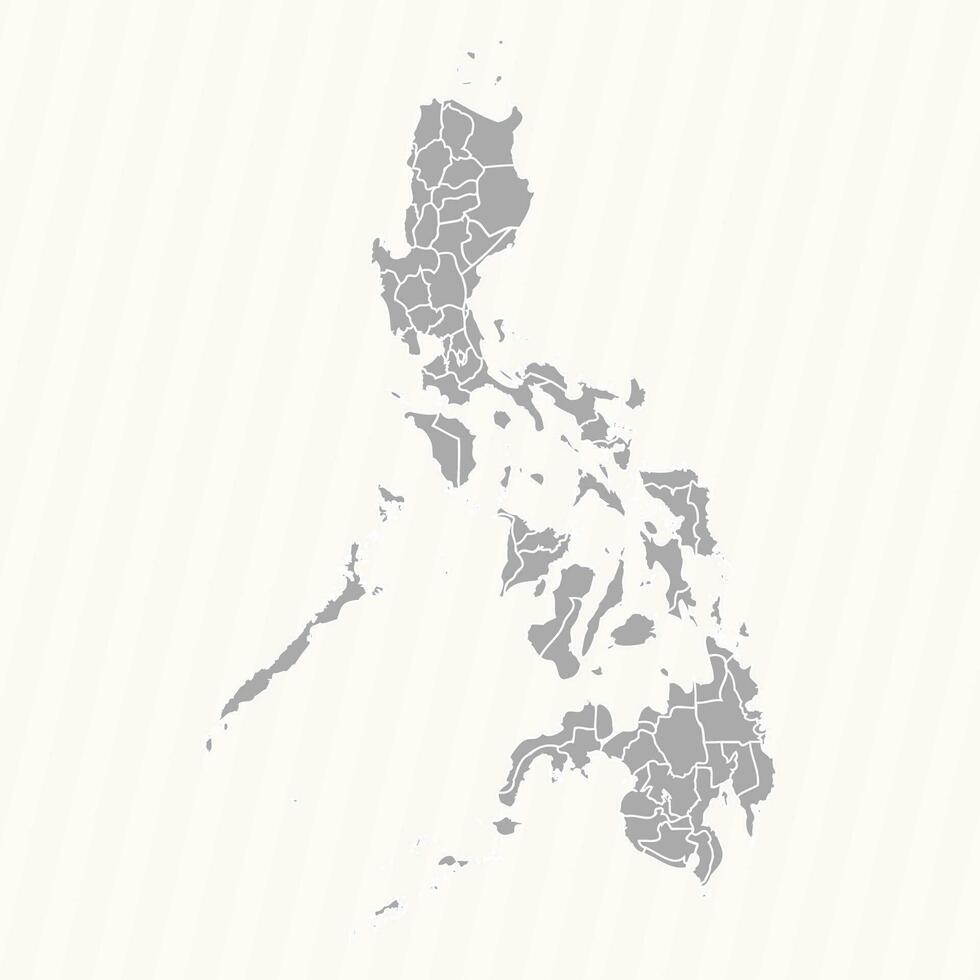Detailed Map of Philippines With States and Cities vector