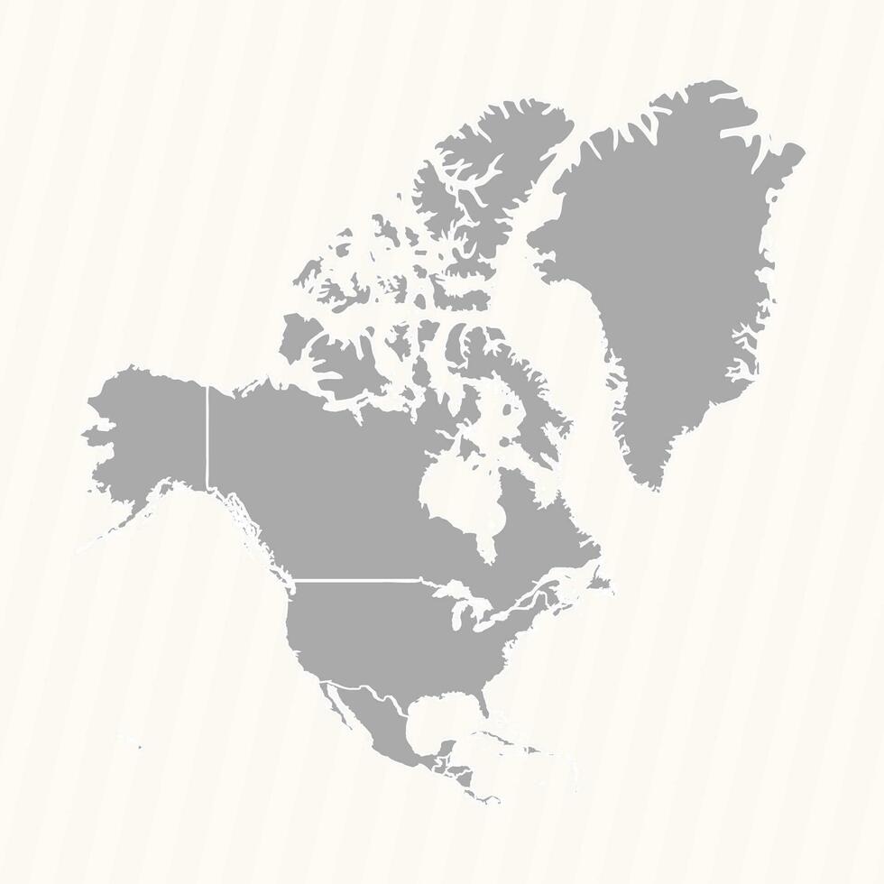 Detailed Map of North America With Countries vector