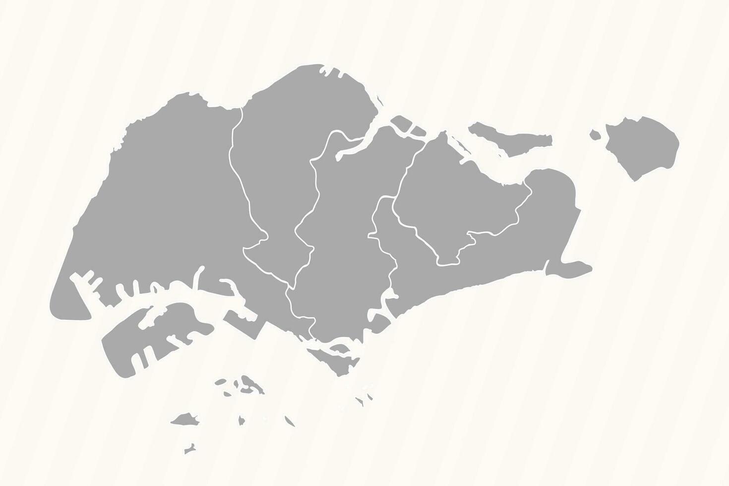detallado mapa de Singapur con estados y ciudades vector