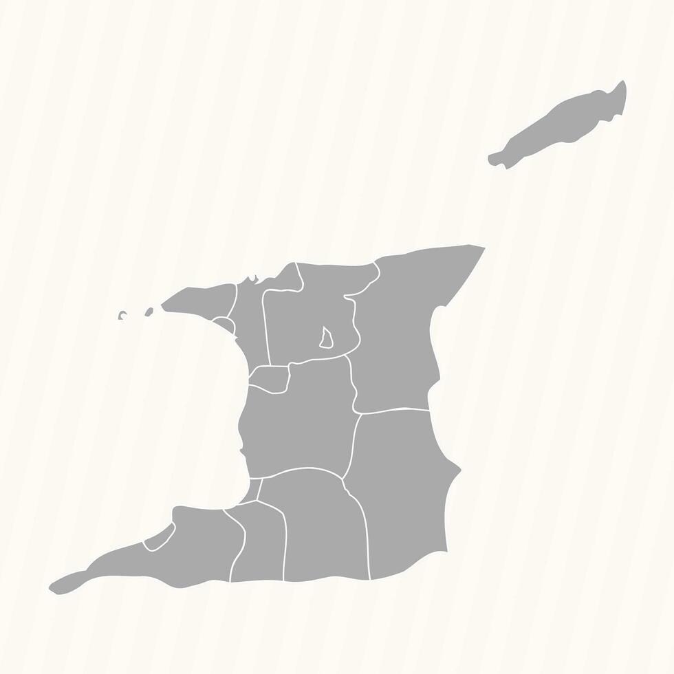 detallado mapa de trinidad y tobago con estados y ciudades vector