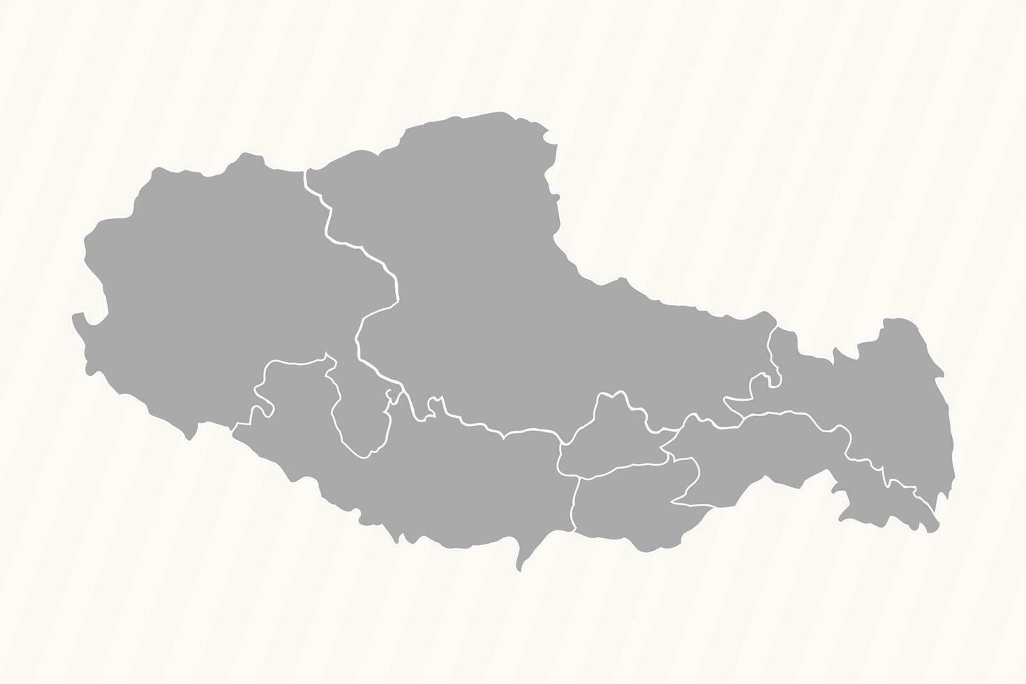 detallado mapa de Tíbet con estados y ciudades vector