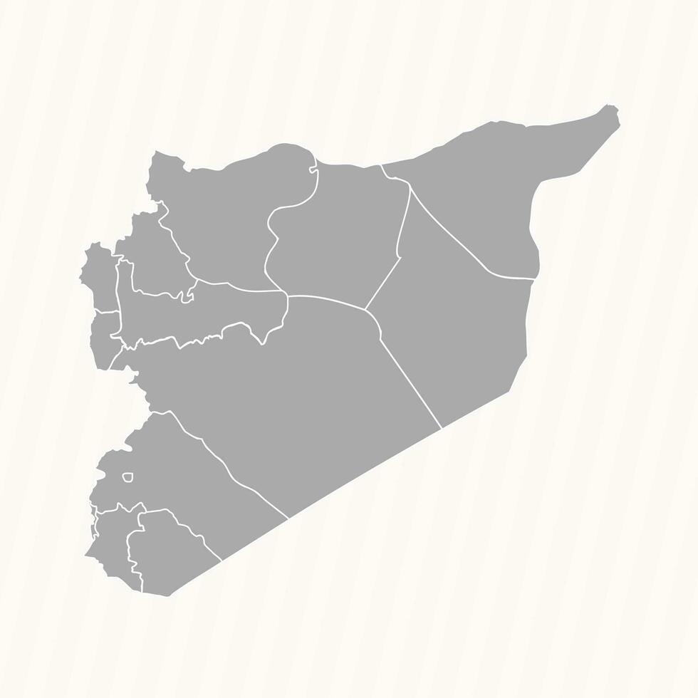 Detailed Map of Syria With States and Cities vector