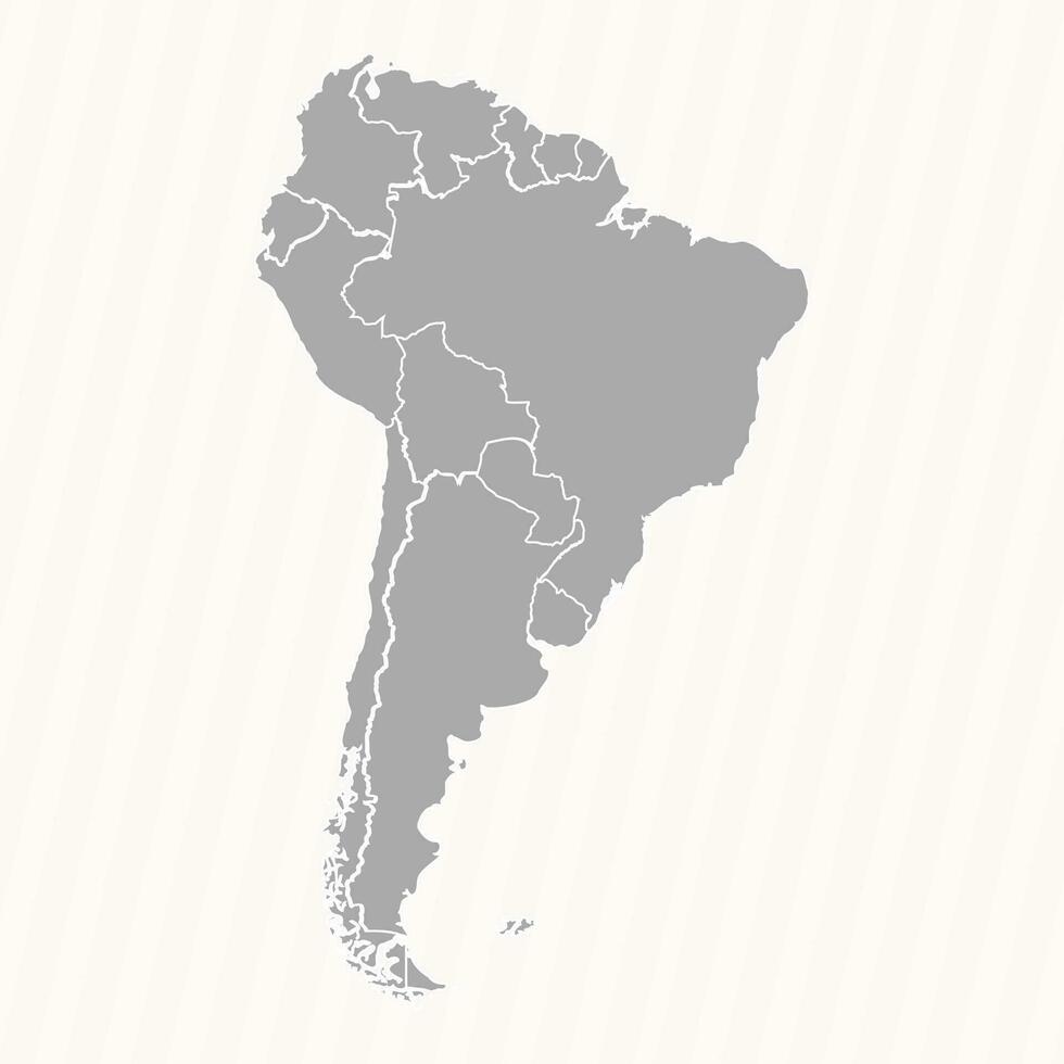 Detailed Map of South America With Countries vector