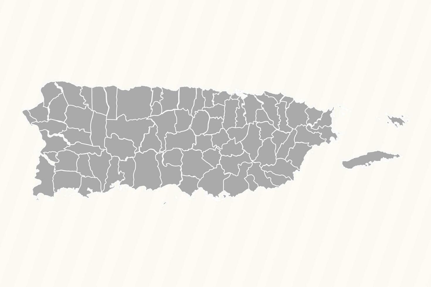 Detailed Map of Puerto Rico With States and Cities vector