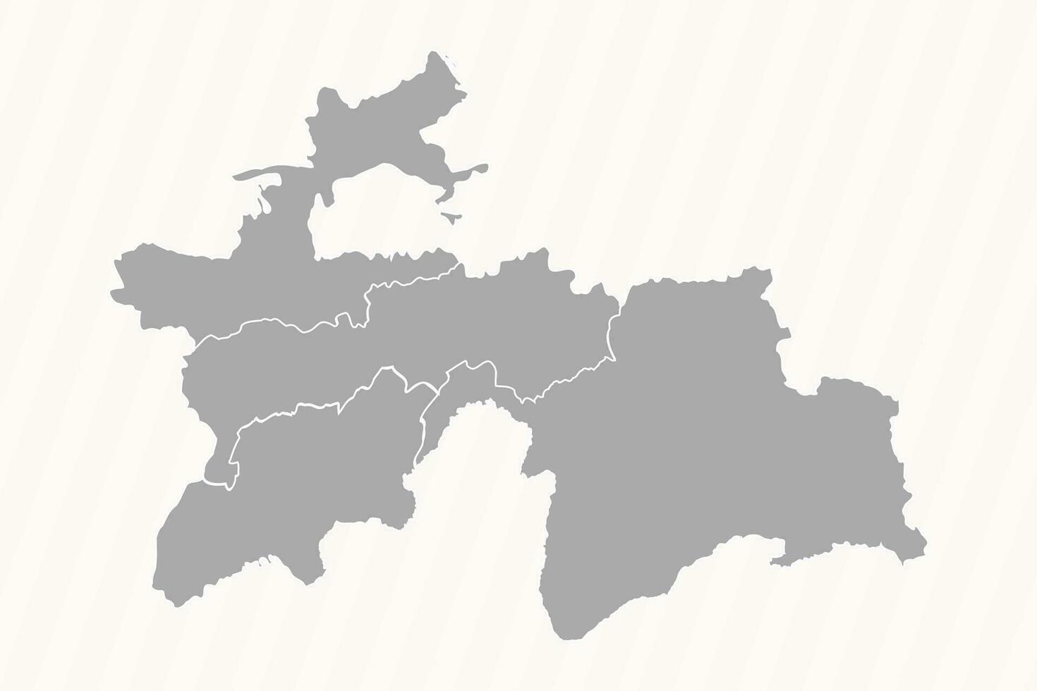 Detailed Map of Tajikistan With States and Cities vector