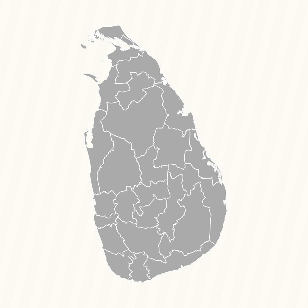 Detailed Map of Sri Lanka With States and Cities vector