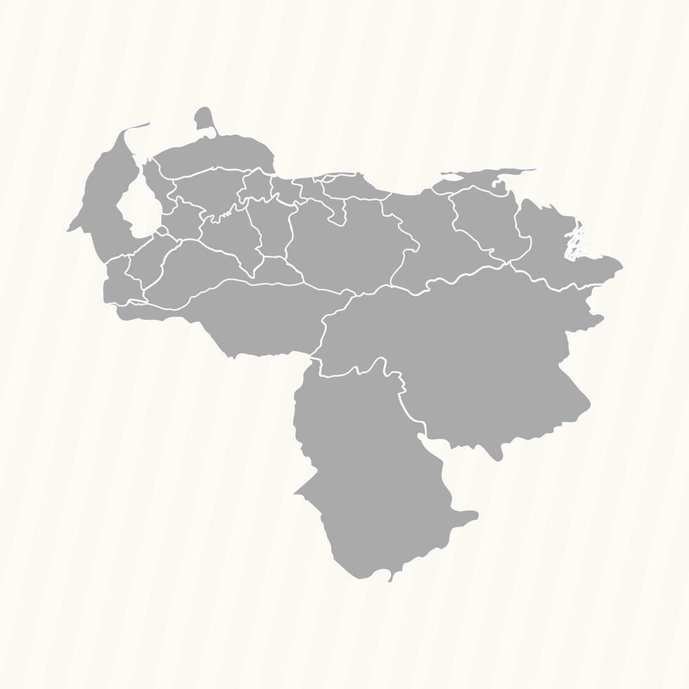 Detailed Map of Venezuela With States and Cities vector
