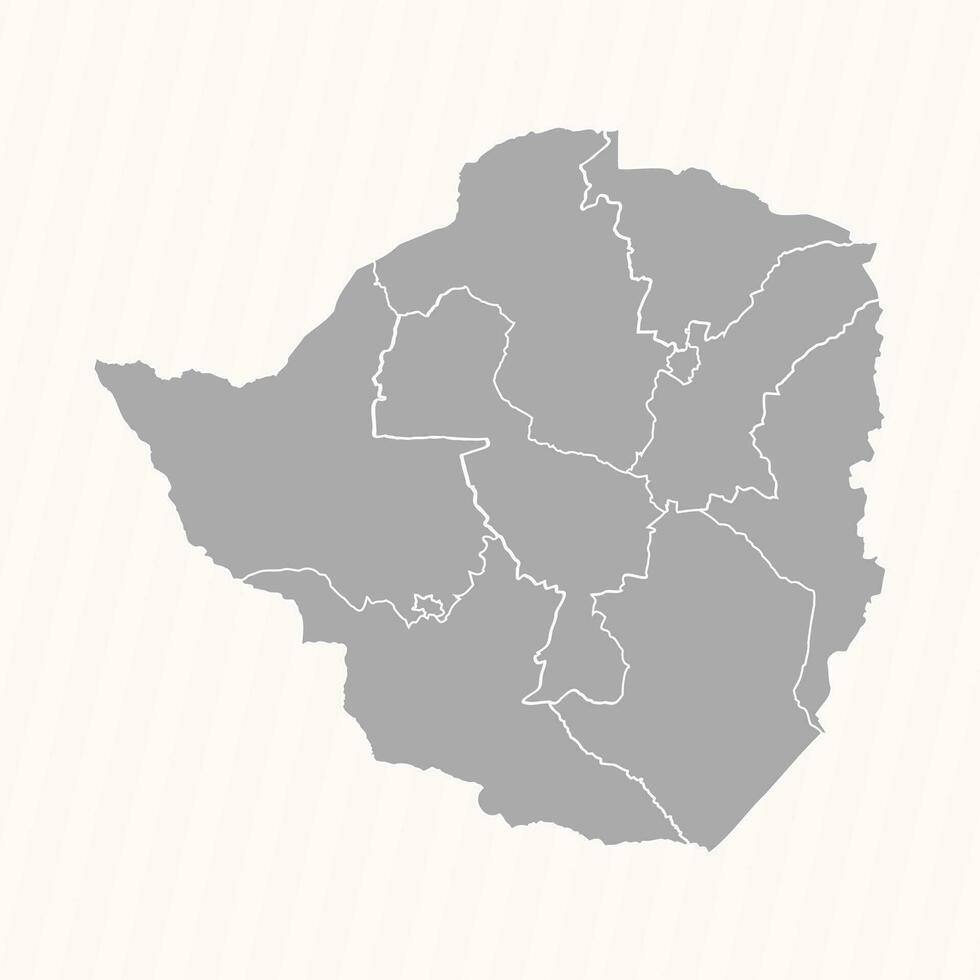 Detailed Map of Zimbabwe With States and Cities vector