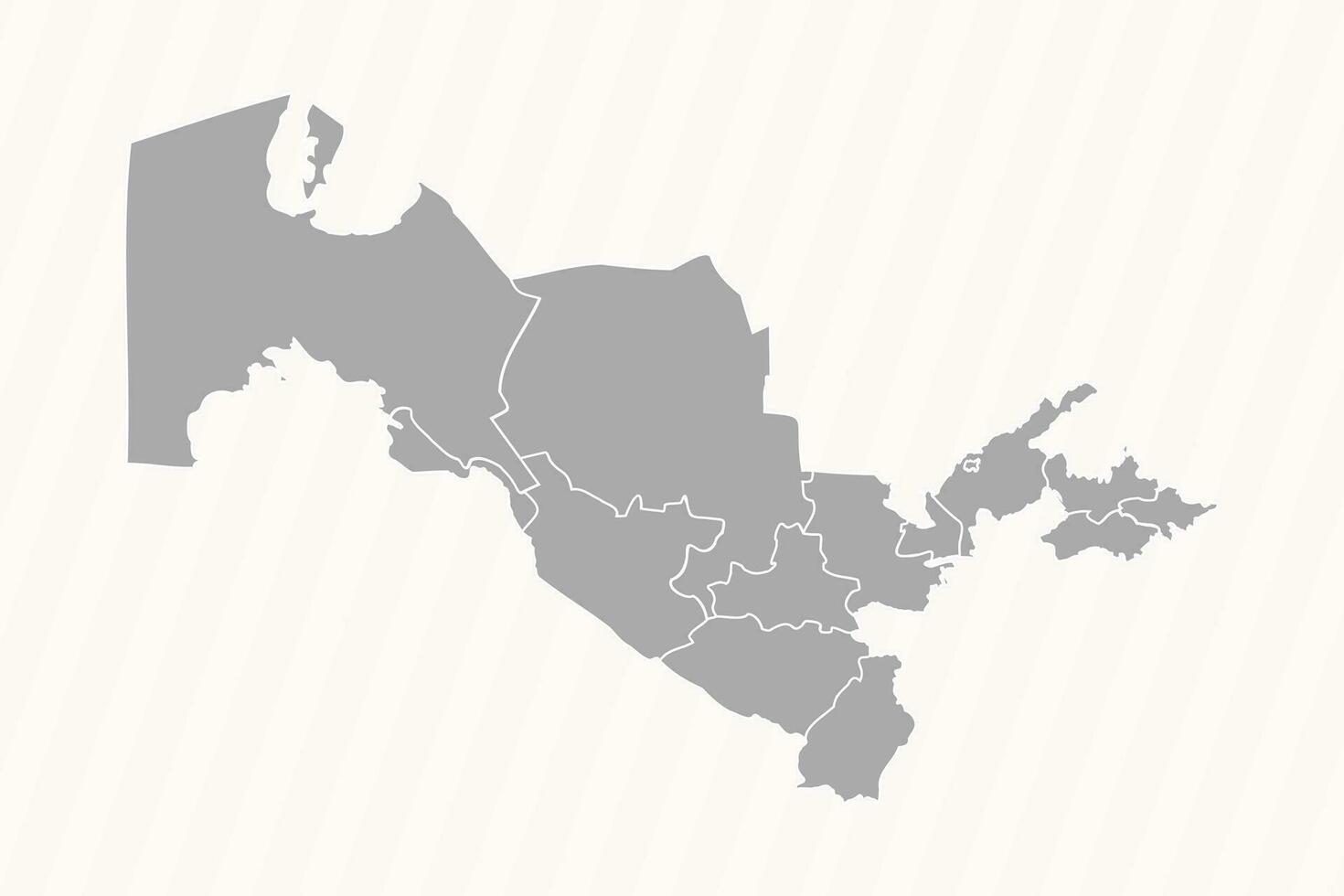 Detailed Map of Uzbekistan With States and Cities vector