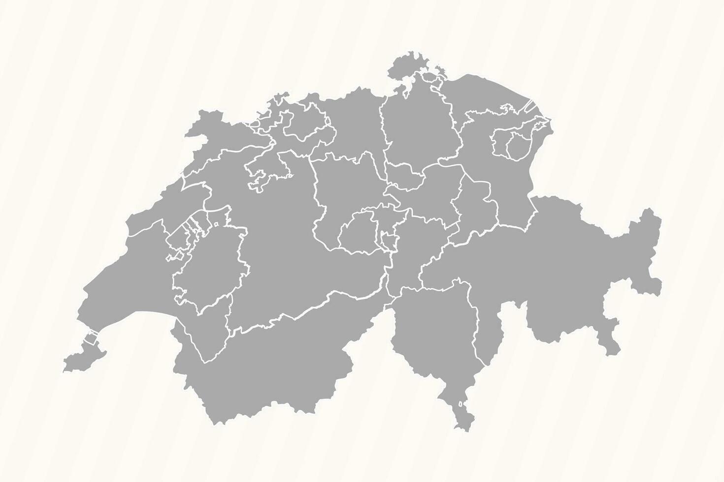 Detailed Map of Switzerland With States and Cities vector