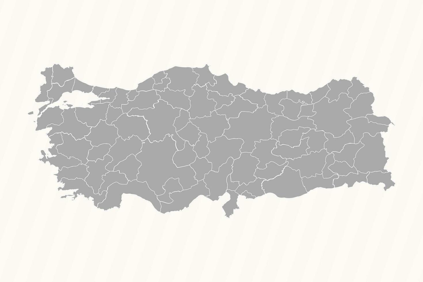 Detailed Map of Turkey With States and Cities vector