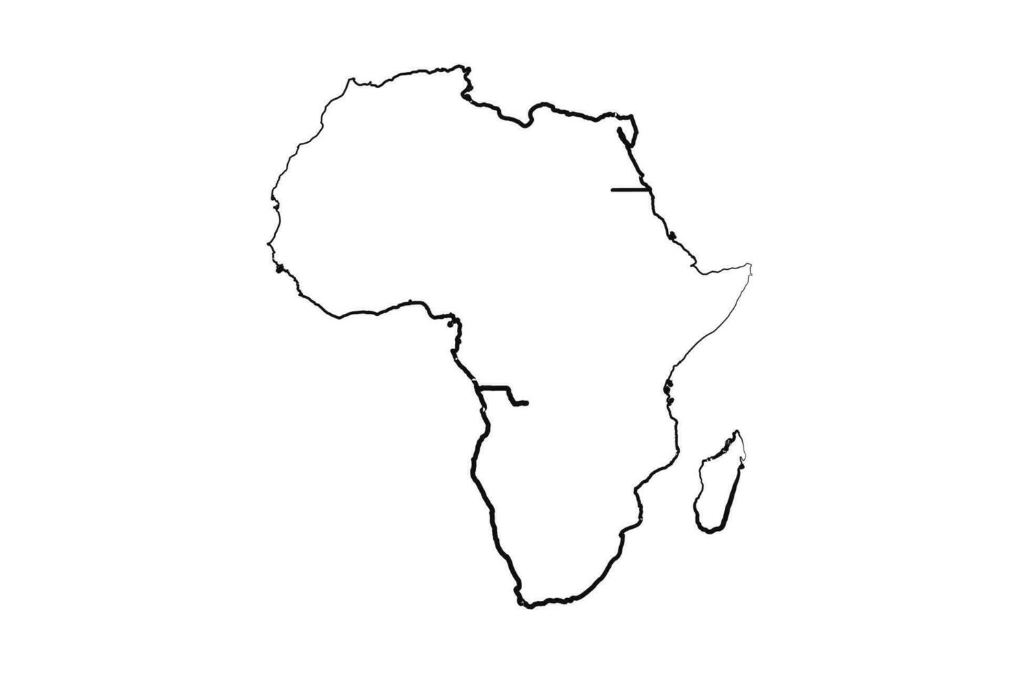 Hand Drawn Lined Africa Simple Map Drawing vector