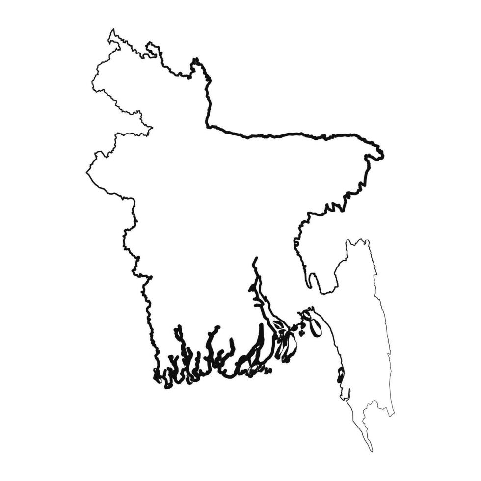 mano dibujado forrado Bangladesh sencillo mapa dibujo vector