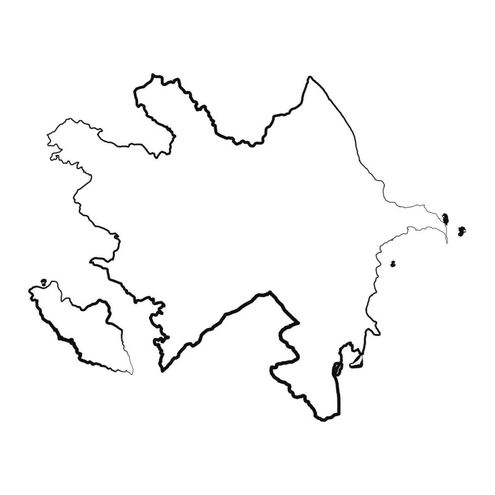 Hand Drawn Lined Azerbaijan Simple Map Drawing vector