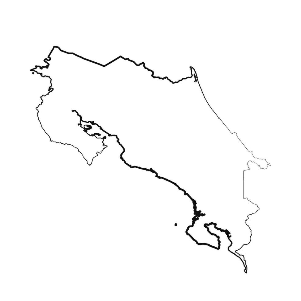 Hand Drawn Lined Costa Rica Simple Map Drawing vector