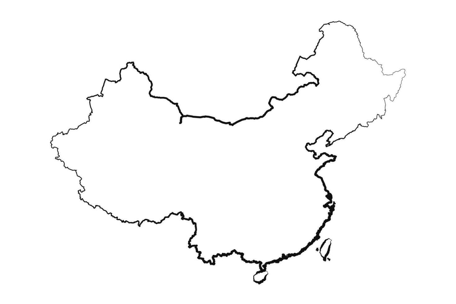 mano dibujado forrado China sencillo mapa dibujo vector