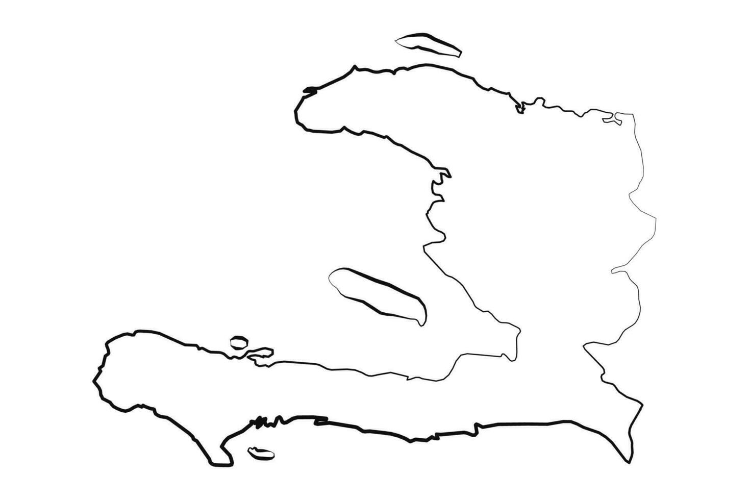 Hand Drawn Lined Haiti Simple Map Drawing vector