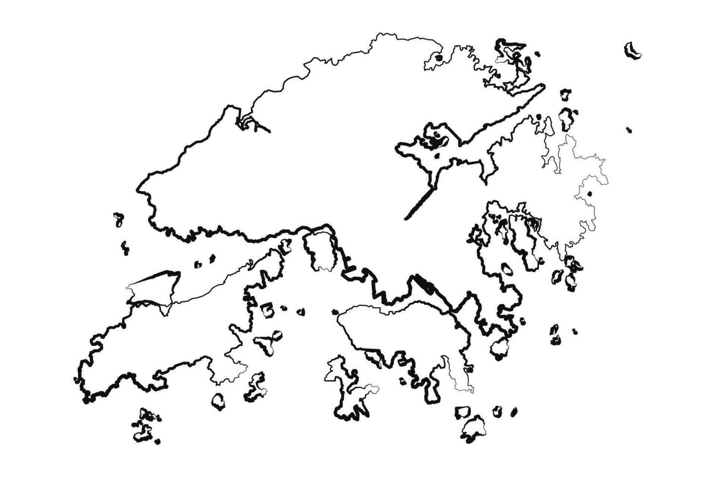 Hand Drawn Lined Hong Kong Simple Map Drawing vector