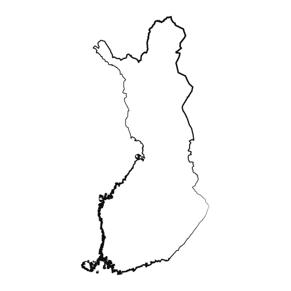 Hand Drawn Lined Finland Simple Map Drawing vector
