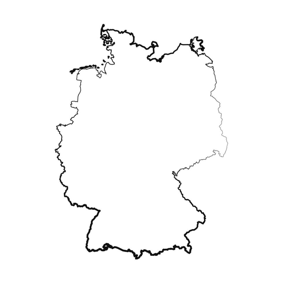 mano dibujado forrado Alemania sencillo mapa dibujo vector