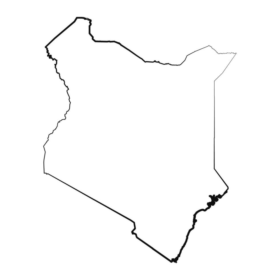 Hand Drawn Lined Kenya Simple Map Drawing vector