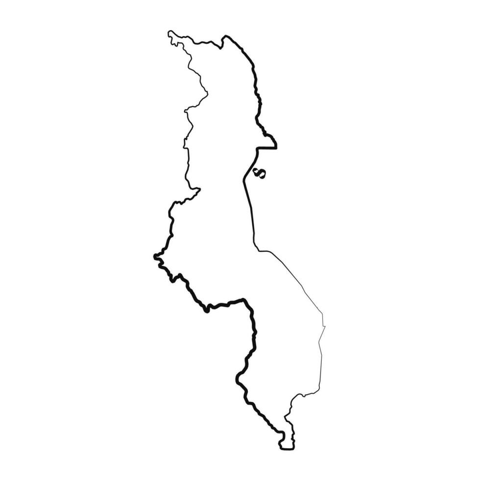 mano dibujado forrado malawi sencillo mapa dibujo vector