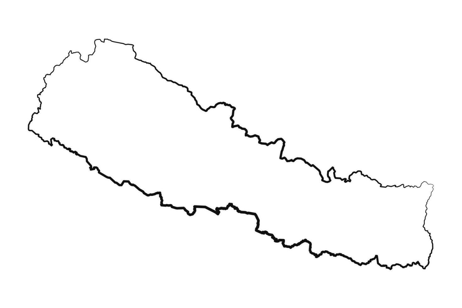 Hand Drawn Lined Nepal Simple Map Drawing vector