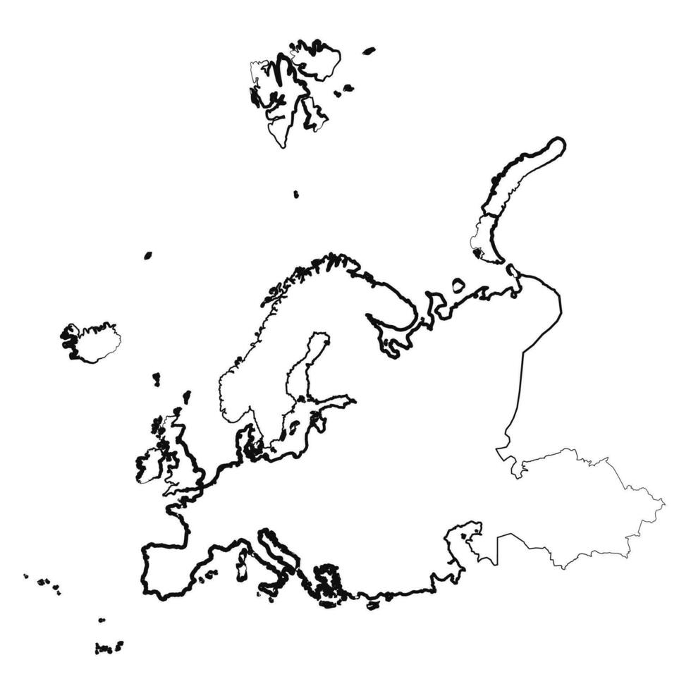 mano dibujado forrado Europa sencillo mapa dibujo vector