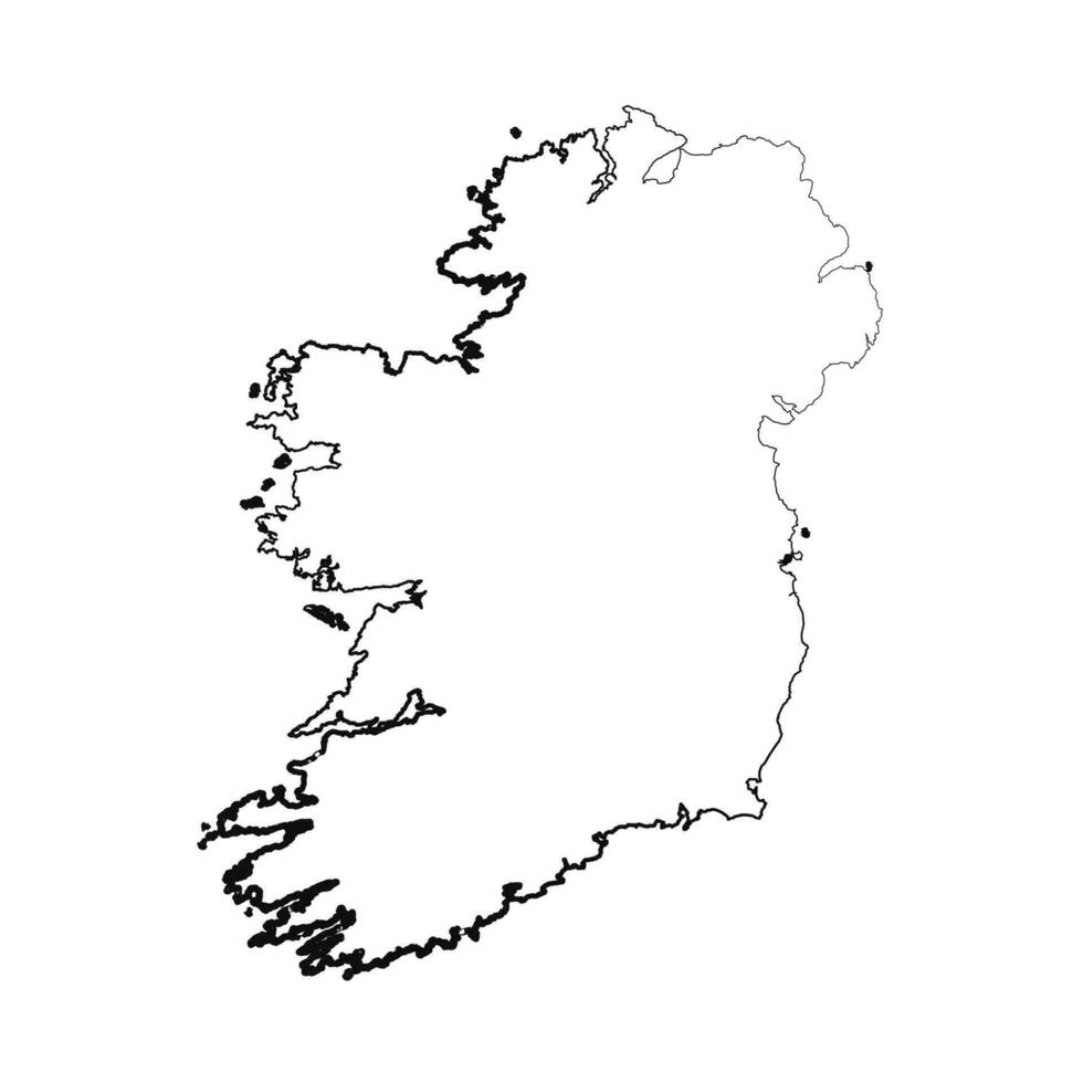 Hand Drawn Lined Ireland Simple Map Drawing vector