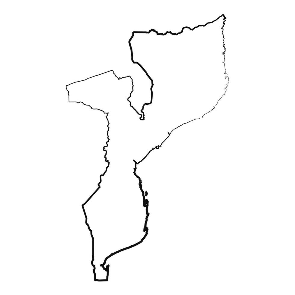 Hand Drawn Lined Mozambique Simple Map Drawing vector