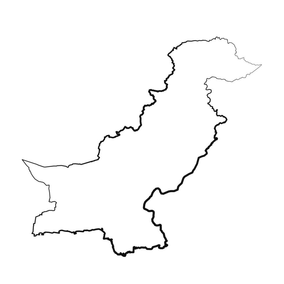 Hand Drawn Lined Pakistan Simple Map Drawing vector