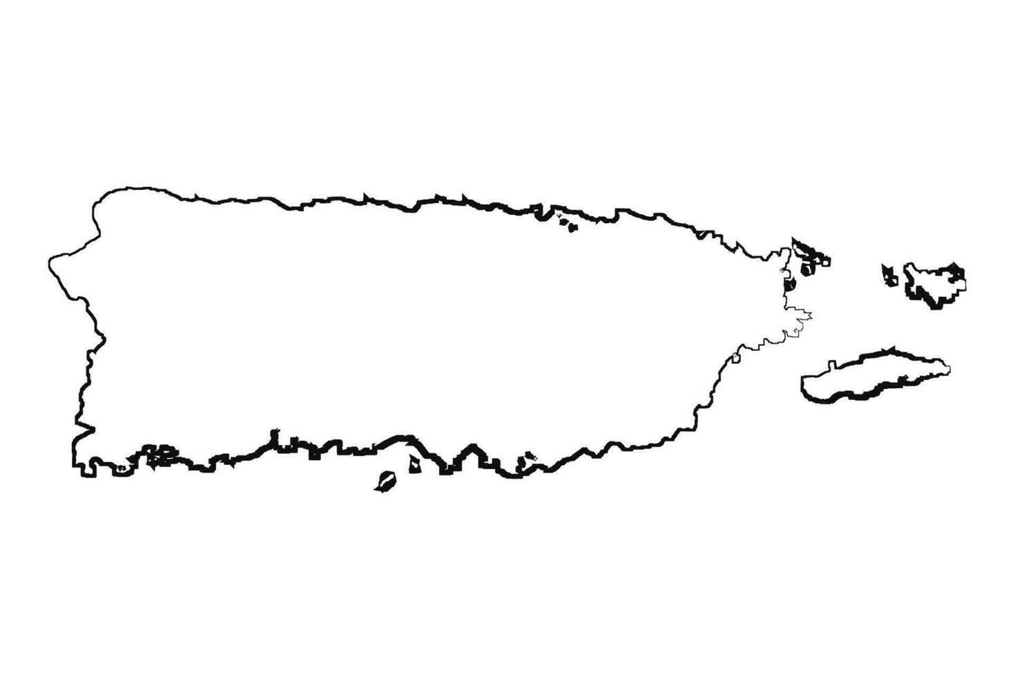 Hand Drawn Lined Puerto Rico Simple Map Drawing vector