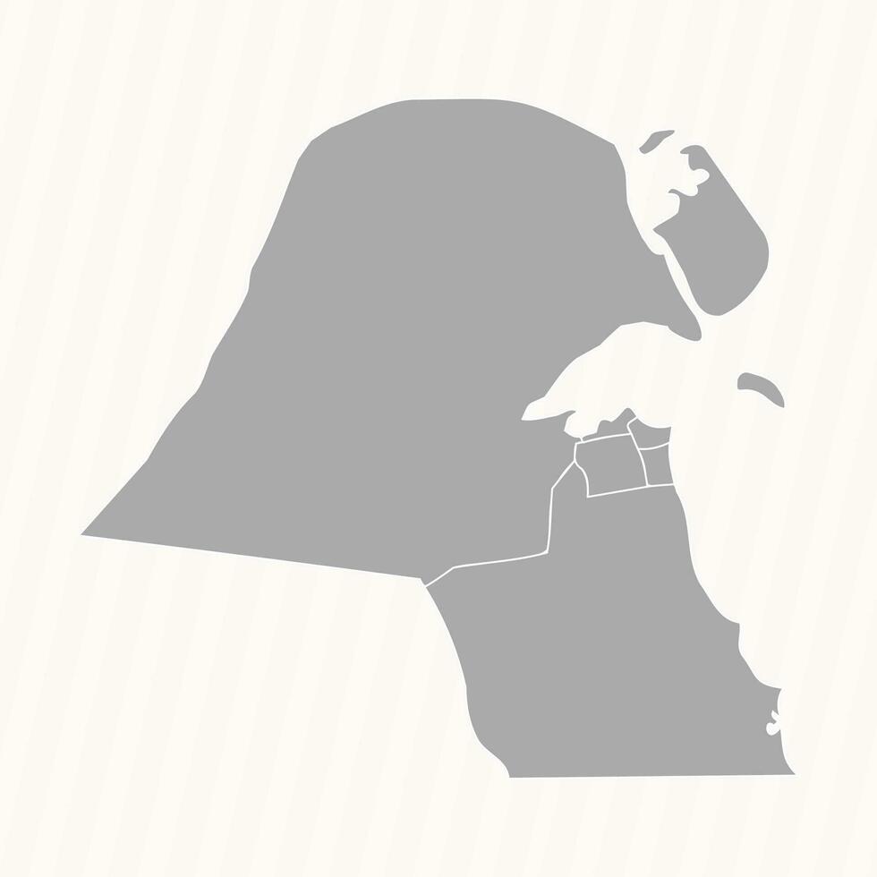 Detailed Map of Kuwait With States and Cities vector