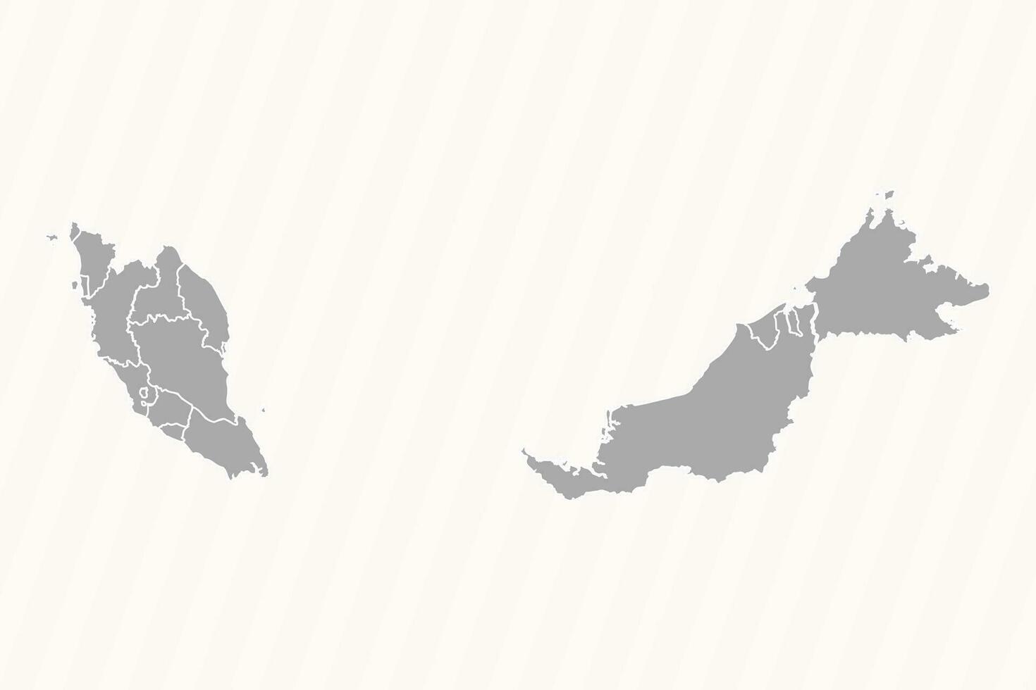 Detailed Map of Malaysia With States and Cities vector