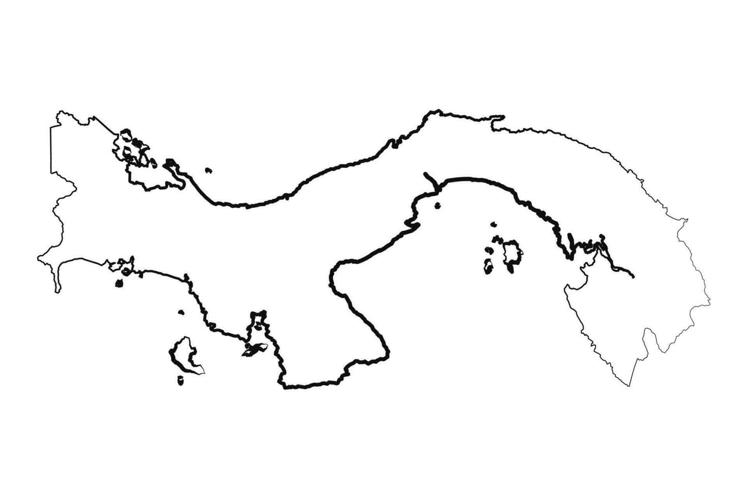 Hand Drawn Lined Panama Simple Map Drawing vector