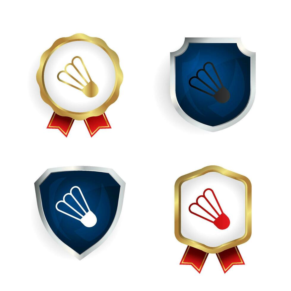 Abstract Badminton Shuttlecock Badge and Label Collection vector