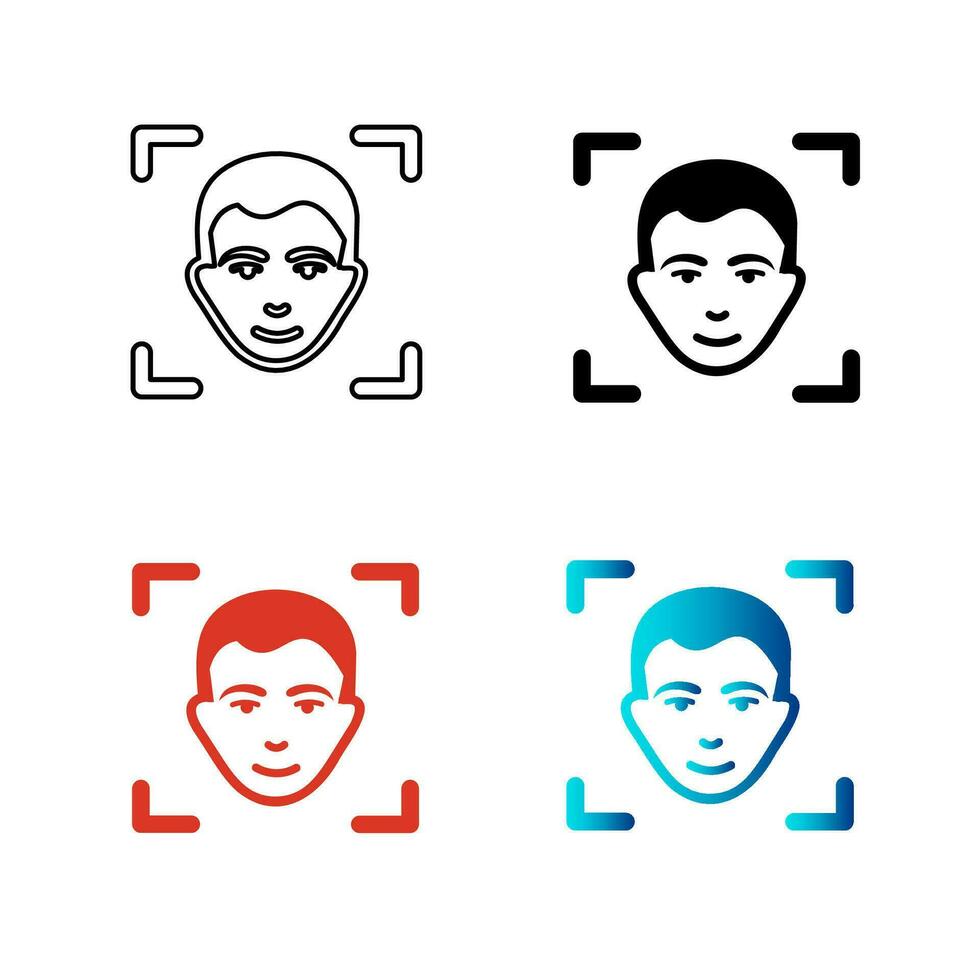 Abstract Face Recognition Silhouette Illustration vector