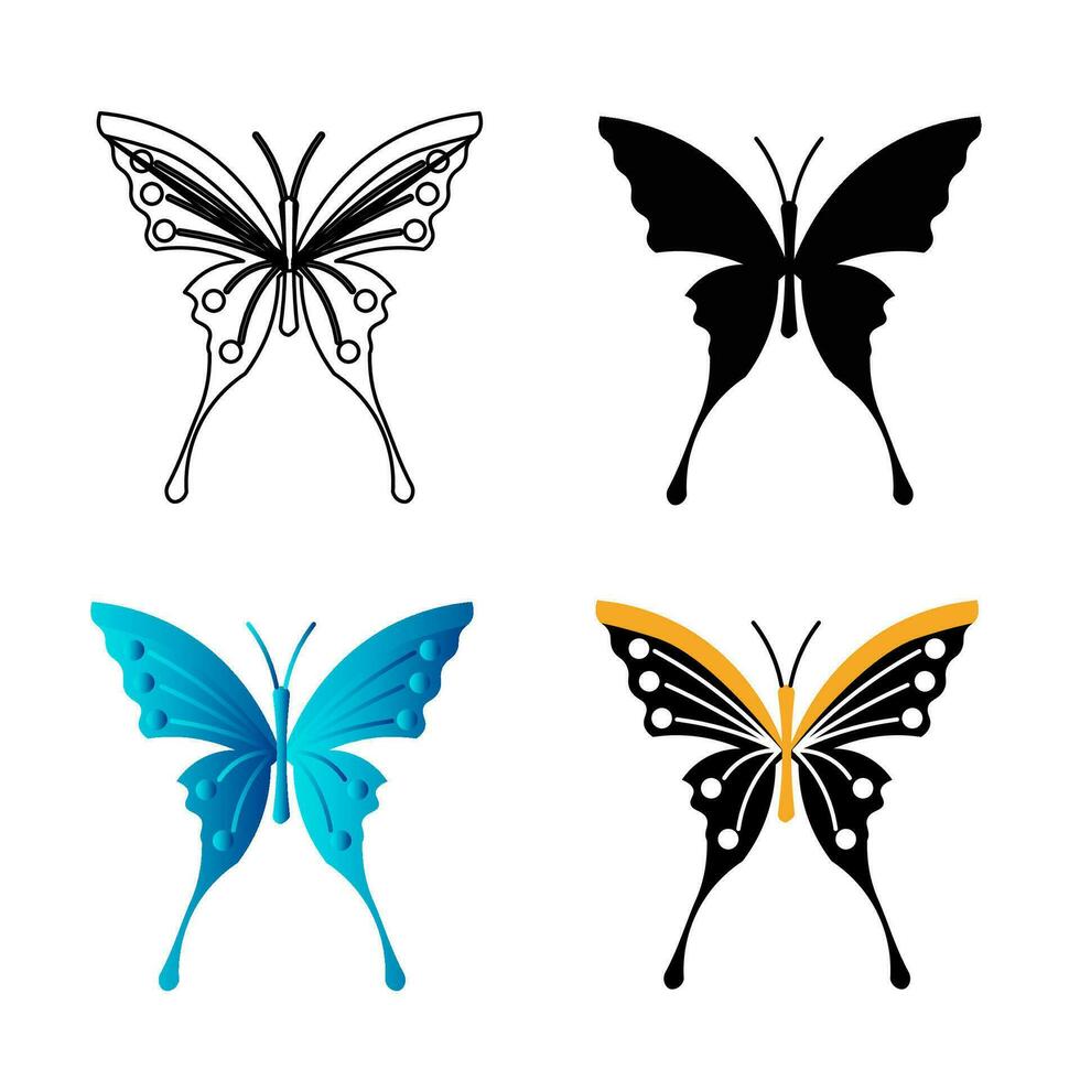 Abstract Flat Butterfly Animal Silhouette Illustration vector