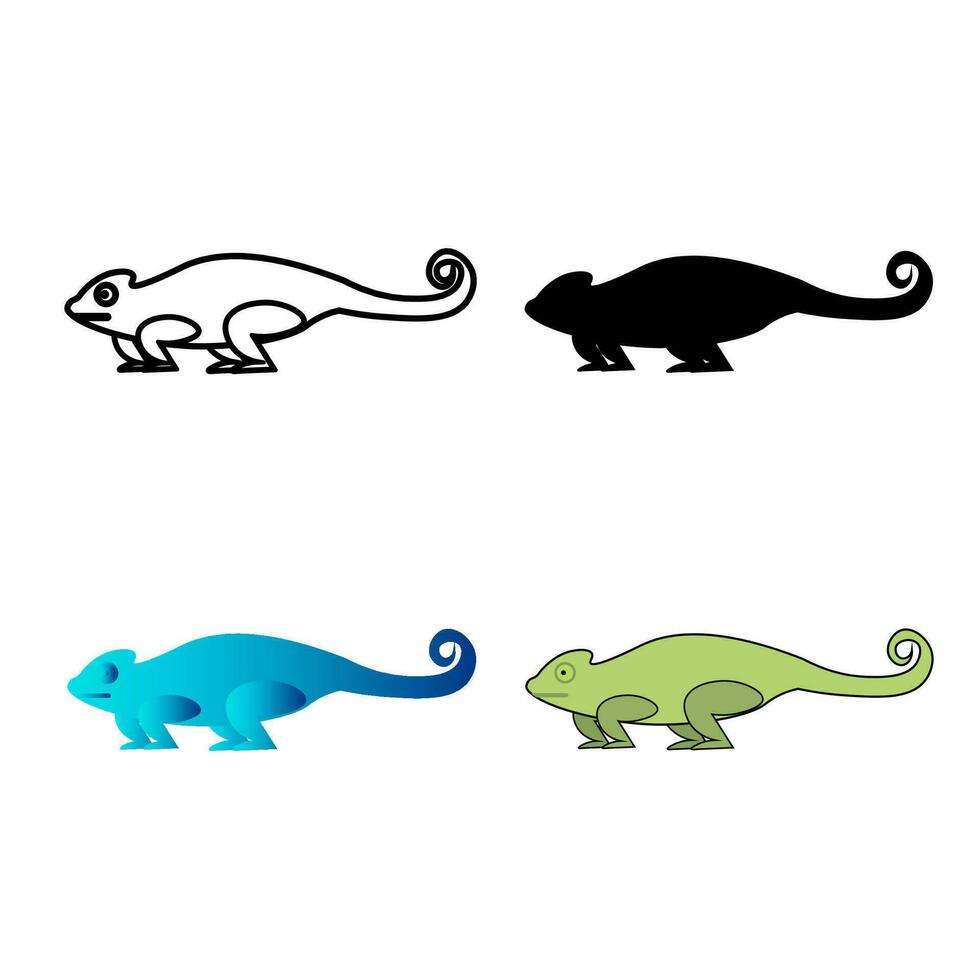 Abstract Flat Chameleon Reptile Silhouette Illustration vector
