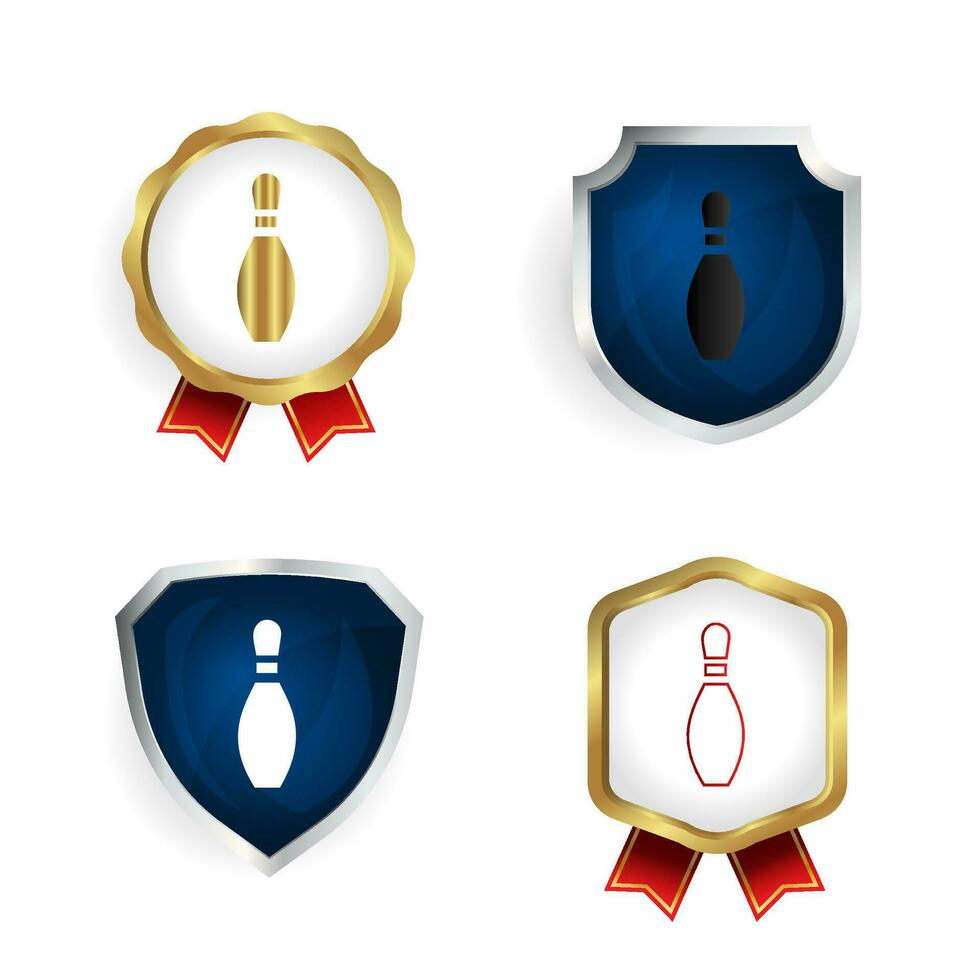 resumen bolos patas Insignia y etiqueta colección vector