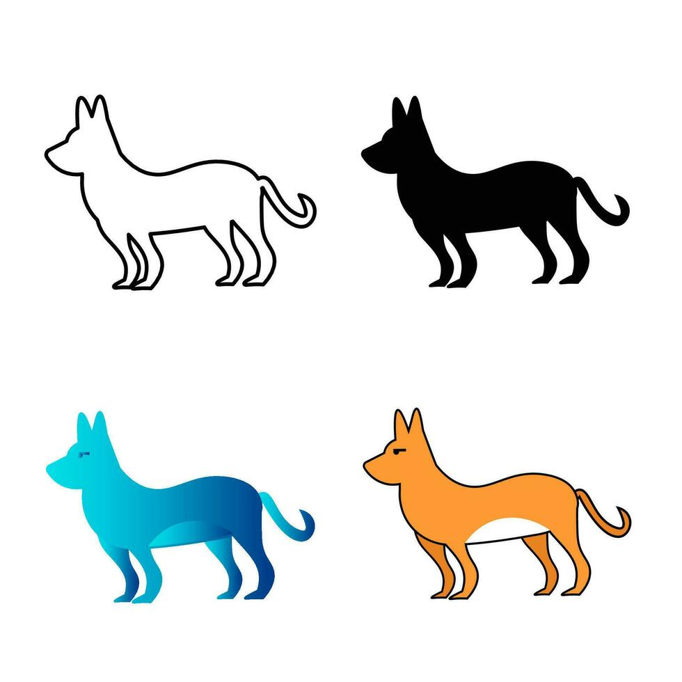 Abstract Flat Dog Animal Silhouette Illustration vector
