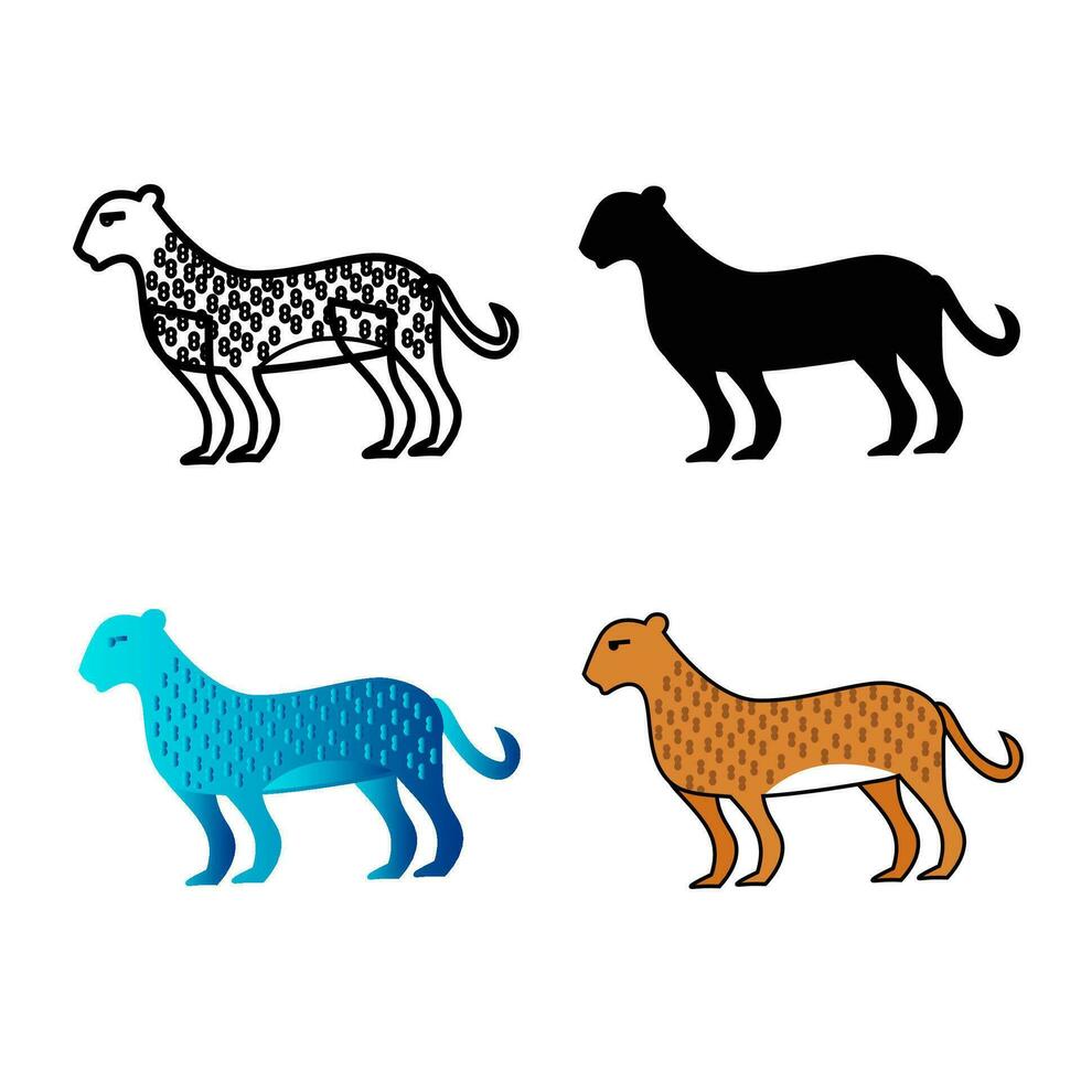 resumen plano leopardo animal silueta ilustración vector