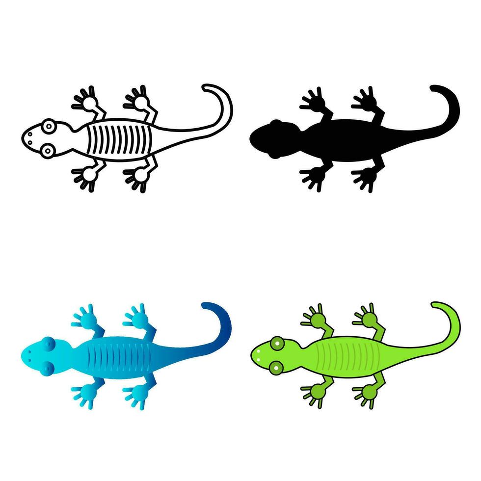 resumen plano geco reptil silueta ilustración vector