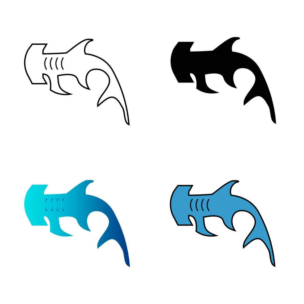 Abstract Flat Hammerhead Shark Silhouette Illustration vector