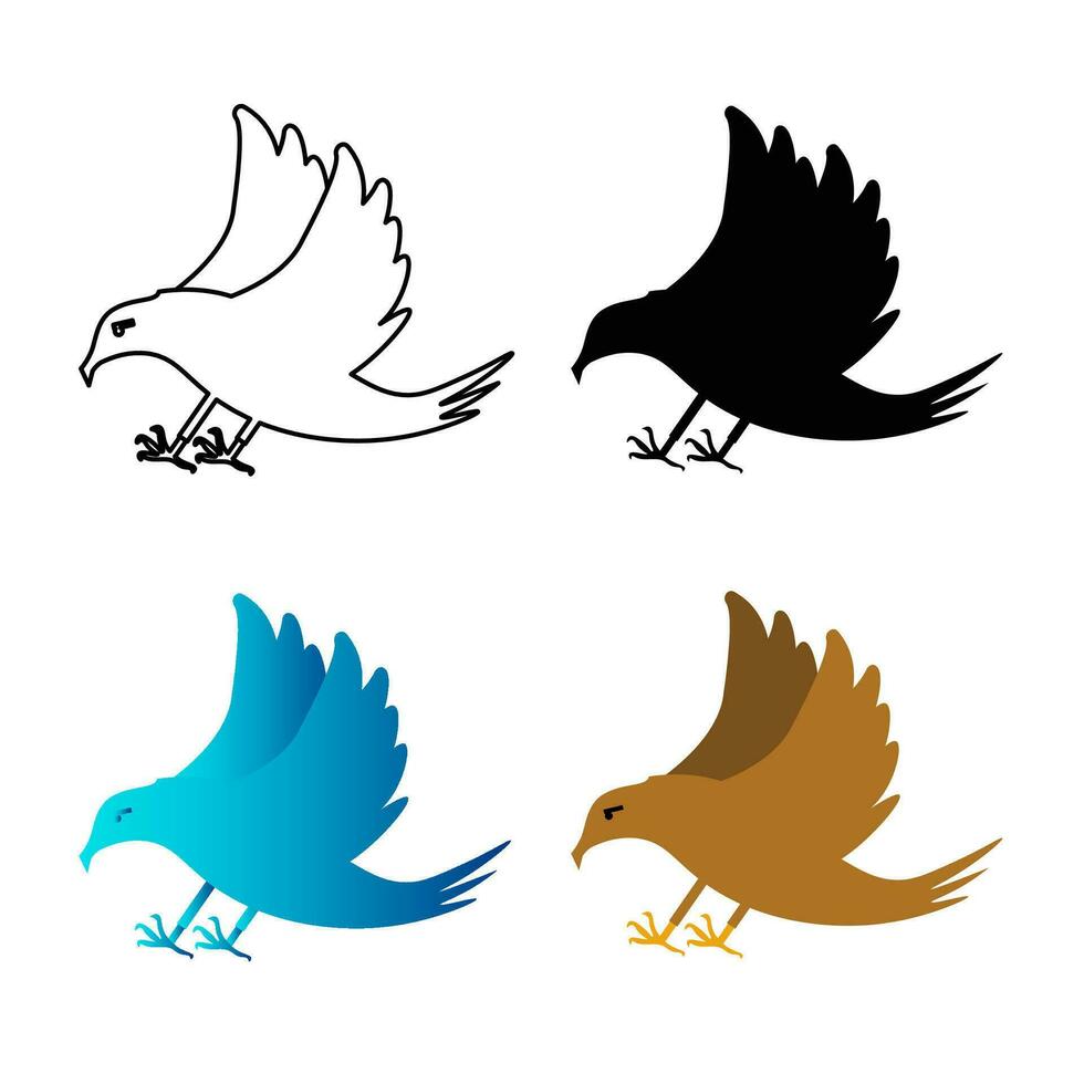 Abstract Flat Hawk Bird Silhouette Illustration vector
