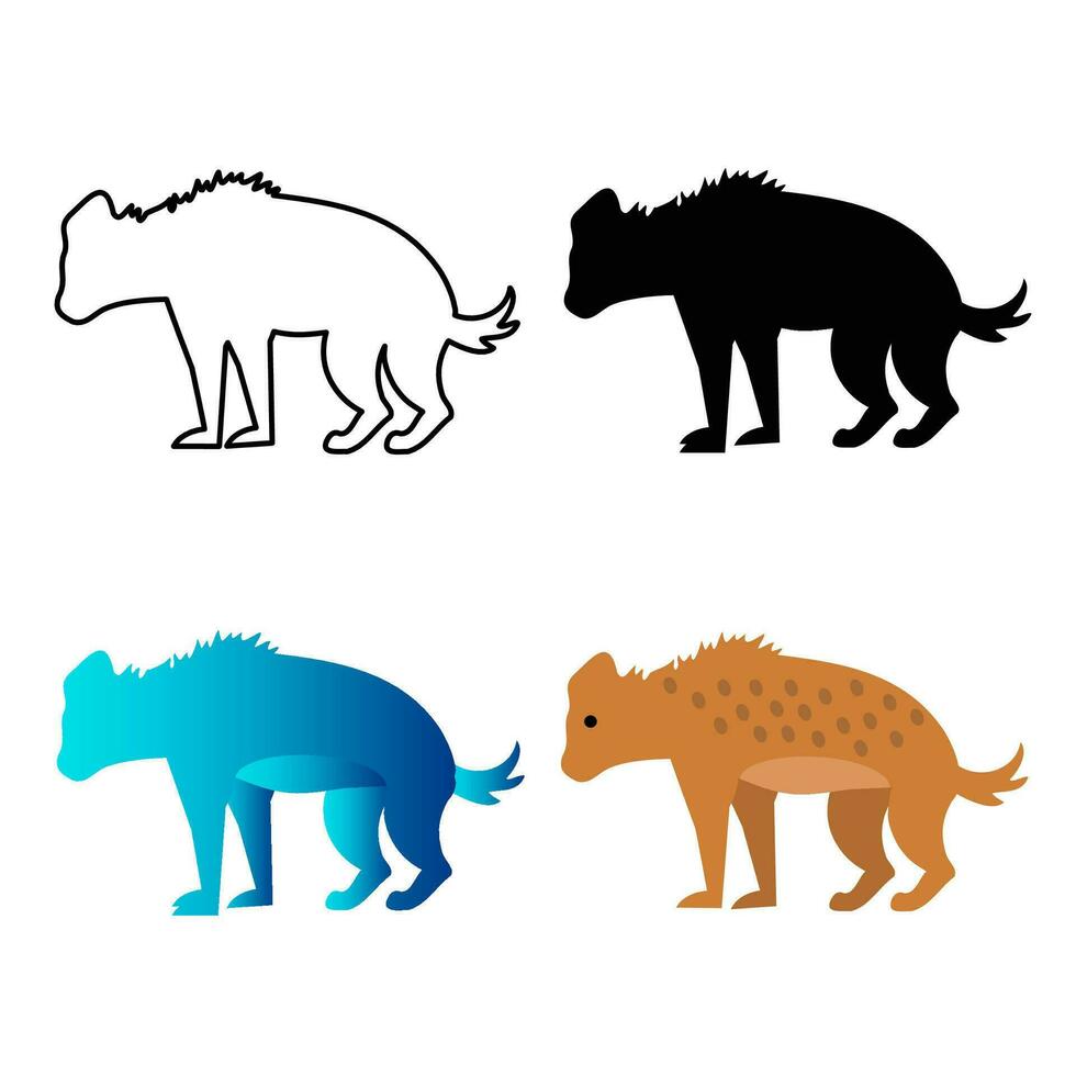 Abstract Flat Hyena Animal Silhouette Illustration vector